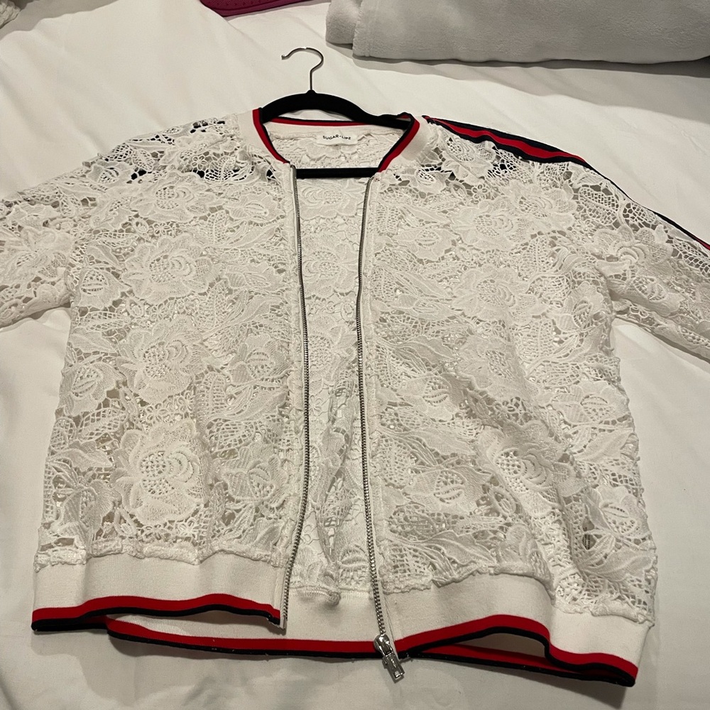 Lace bomber jacket